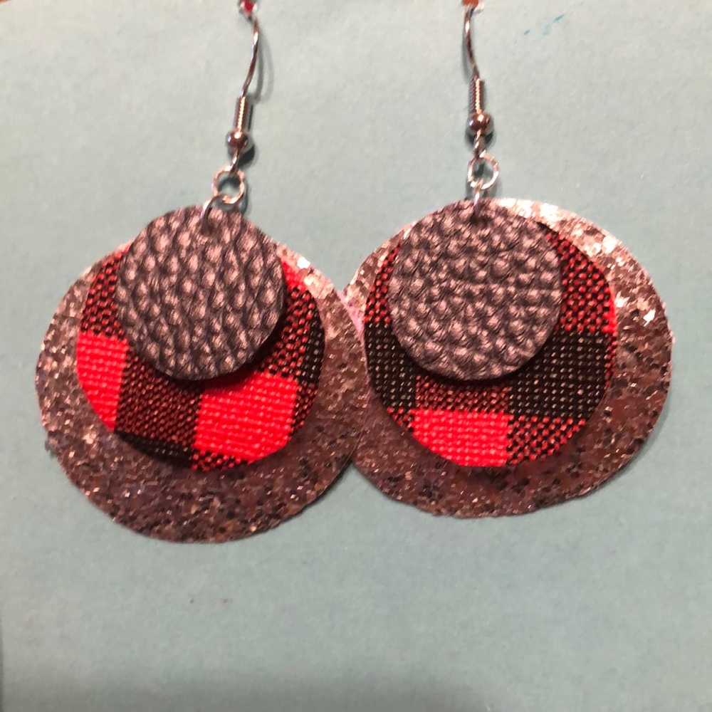 Layered leather earrings